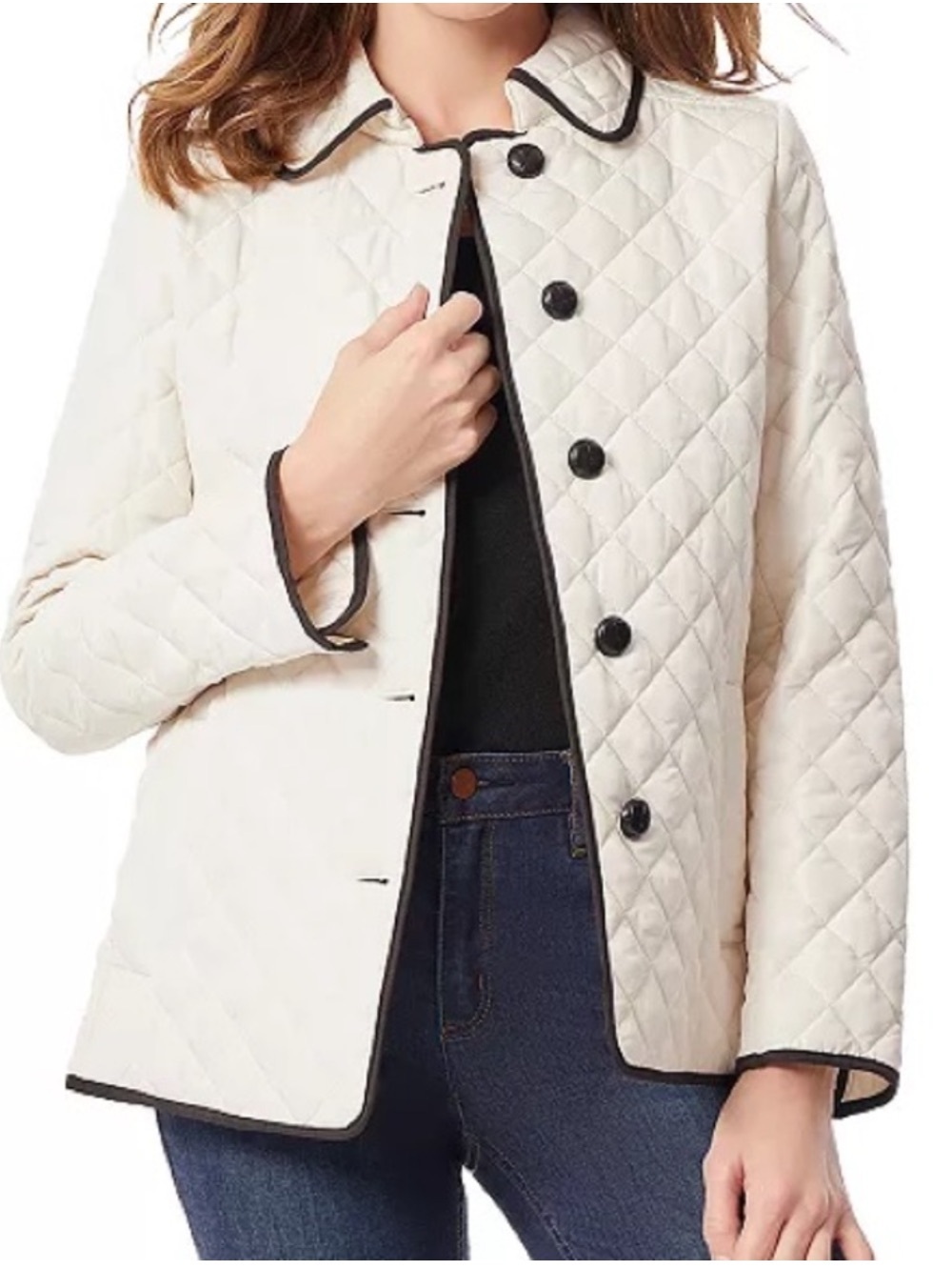 Jones New York Cream Quilted Puffer Jacket